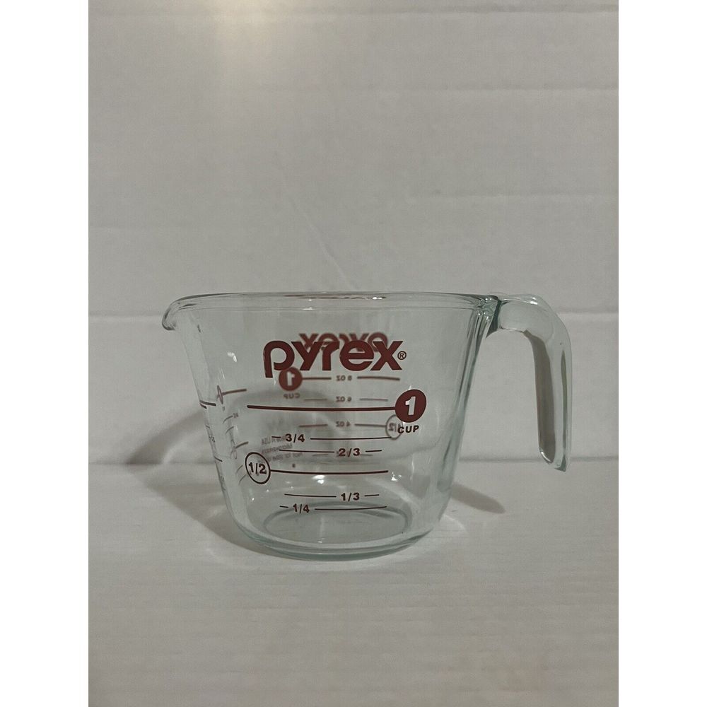Vintage Pyrex 1 Cup 250ml‎ Glass Corning Measuring Cup Ladle Handle Red Ltr #508